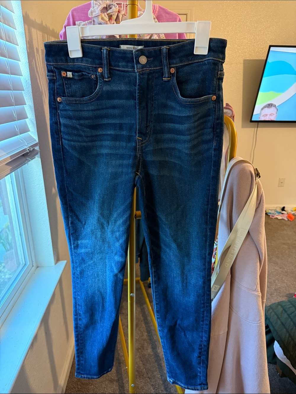 AE77 Dark Wash Premium High Wasted Jegging
